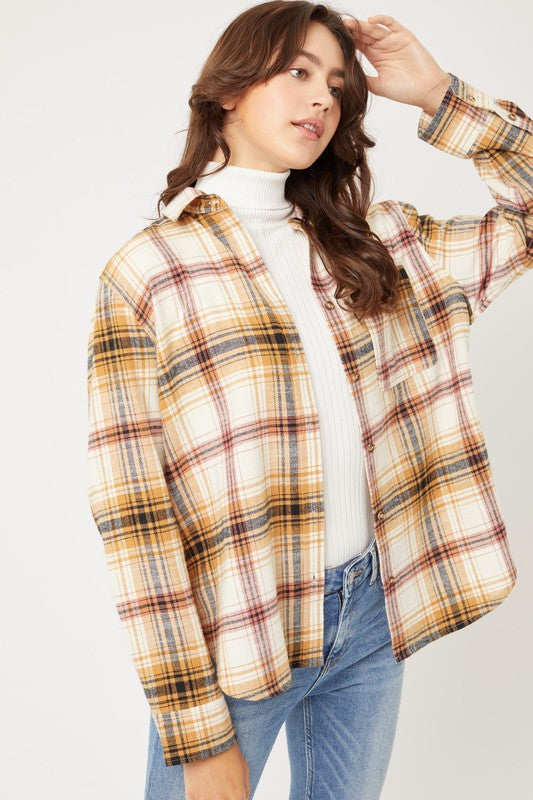 Plaid Casual Flannel Top - Debs on 5th