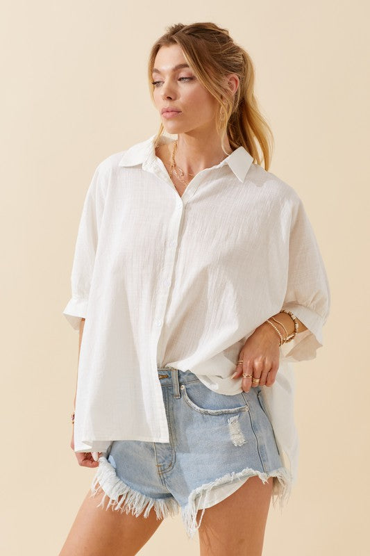 Oversized Button Down Shirt - Debs on 5th