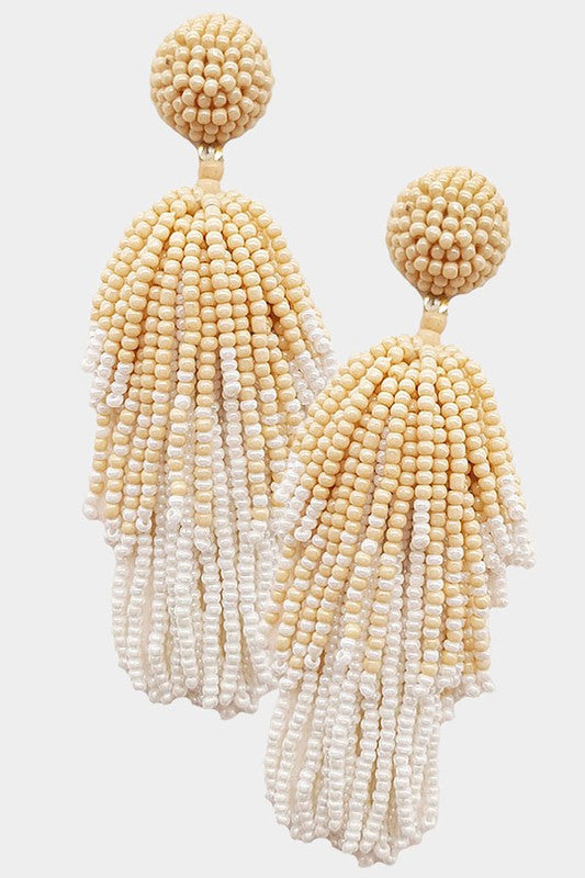 Beaded Tassel Dangle Earrings - Debs on 5th
