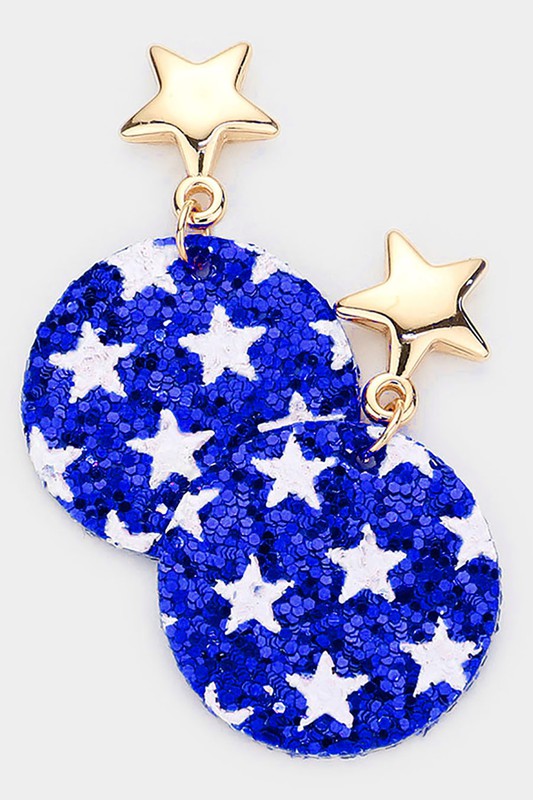 American USA Flag Round Dangle Earrings - Debs on 5th