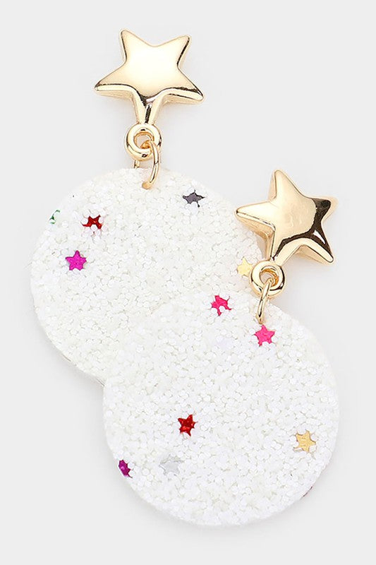American USA Flag Round Dangle Earrings - Debs on 5th