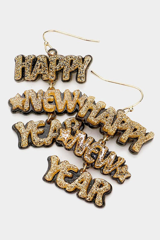 Acetate Happy New Year Message Earrings - Debs on 5th