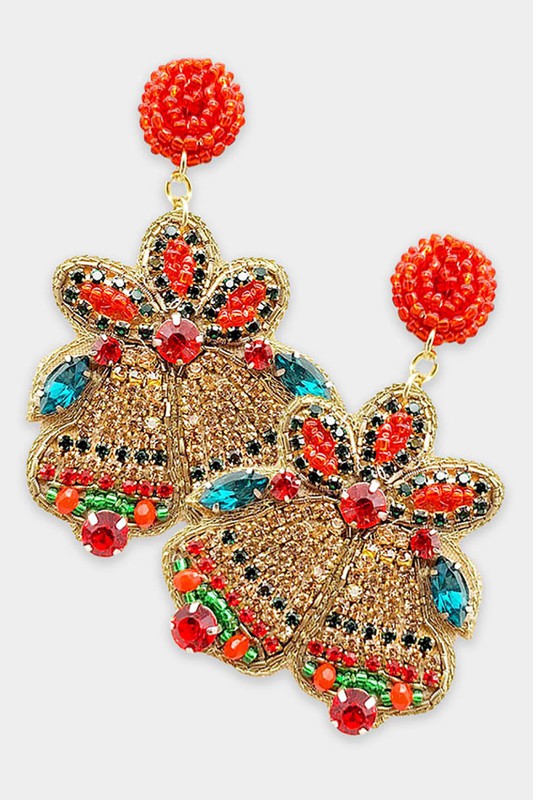 Christmas Bell Beaded Dangle Earrings - Debs on 5th