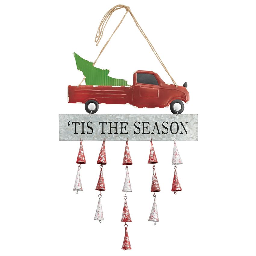 Red Truck Tin Bell Door Hanger - Debs on 5th