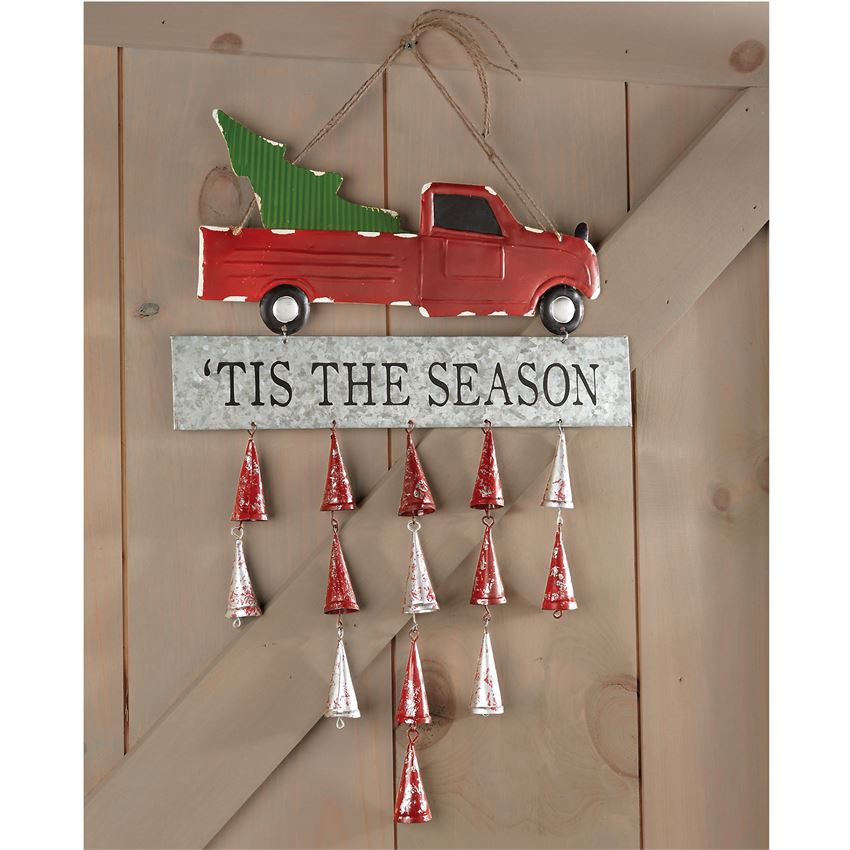 Red Truck Tin Bell Door Hanger - Debs on 5th