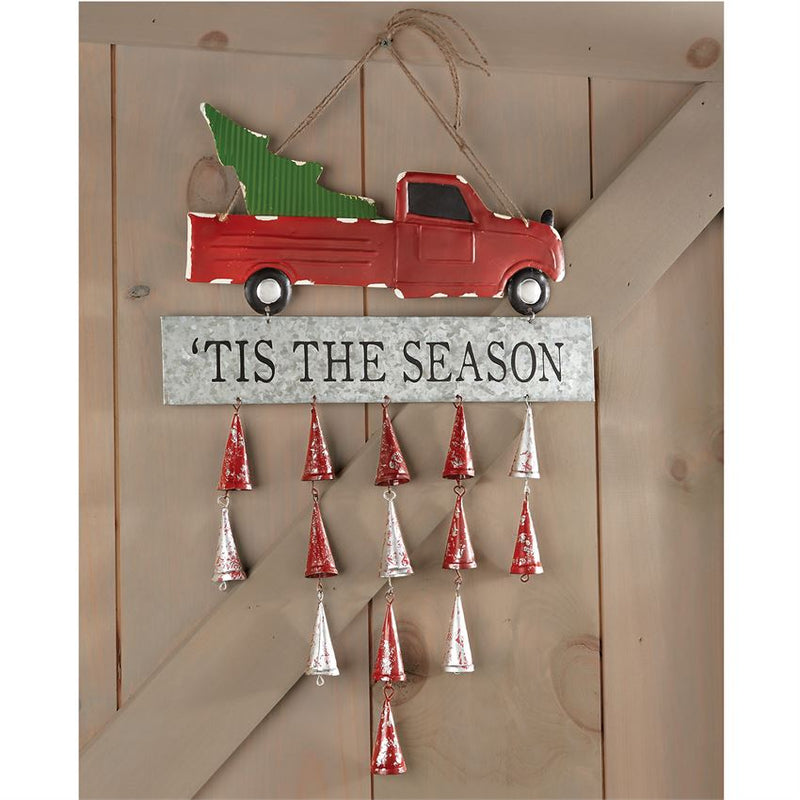 Red Truck Tin Bell Door Hanger - Debs on 5th