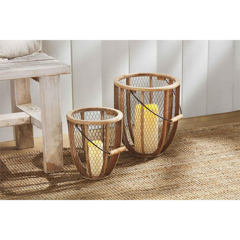 Wire Bucket Lantern Set - Debs on 5th