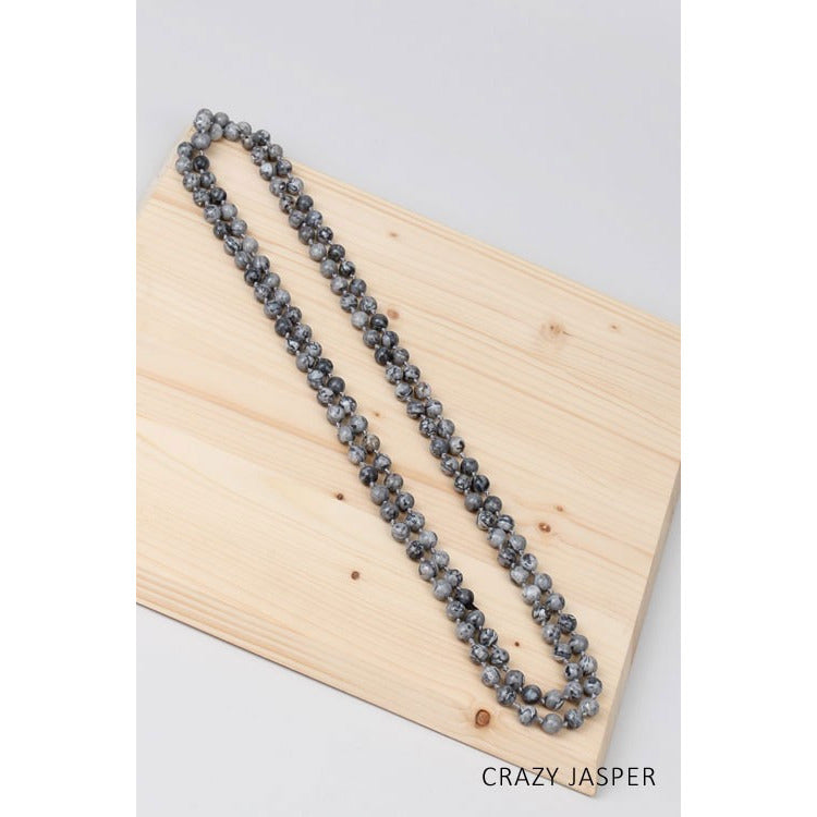 Natural Stone Beaded Long Necklace - Debs Boutique  LLC