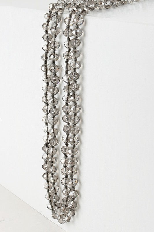60" Colored Glass Bead and Knotted Thread Necklace - Debs on 5th
