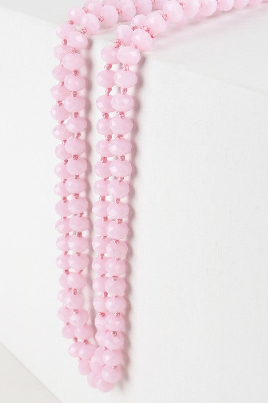 60" Colored Glass Bead and Knotted Thread Necklace - Debs on 5th