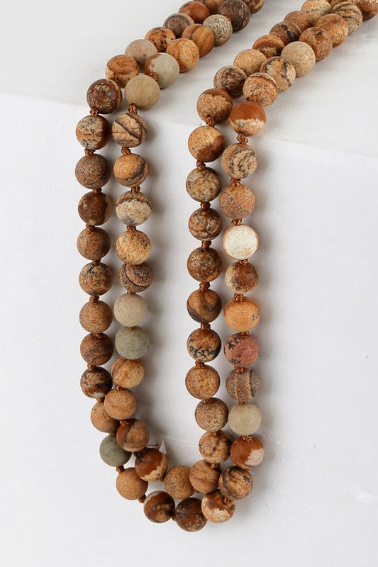 Natural Stone Beaded Long Necklace - Debs on 5th