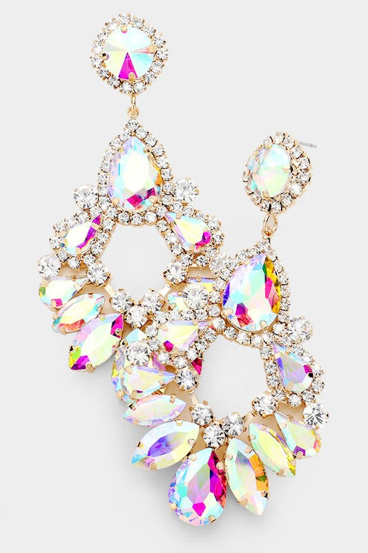 Teardrop Marquise Crystal Drop Evening Earrings - Debs on 5th