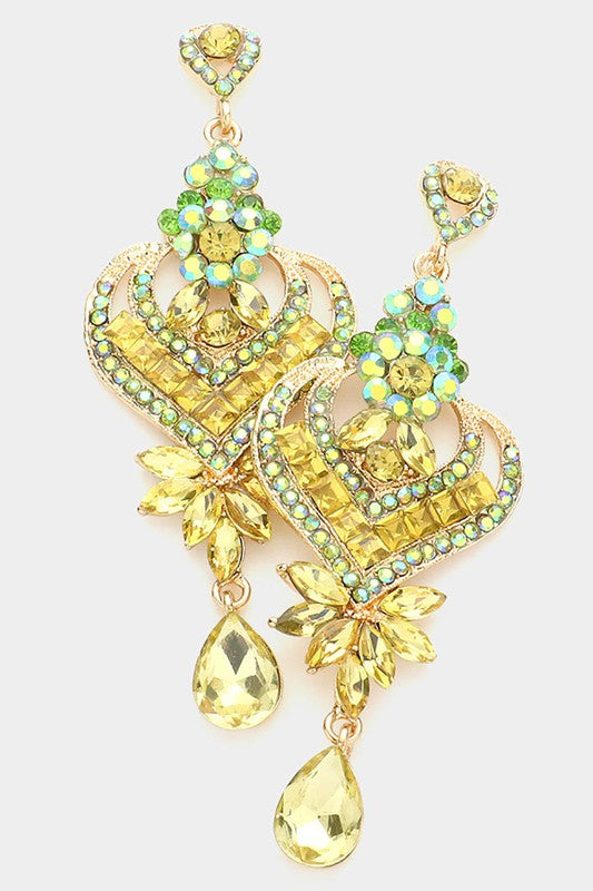 Crystal Heart Teardrop Evening Earrings - Debs on 5th