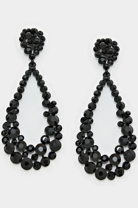 Crystal Bubble Cluster Teardrop Evening Earrings - Debs on 5th