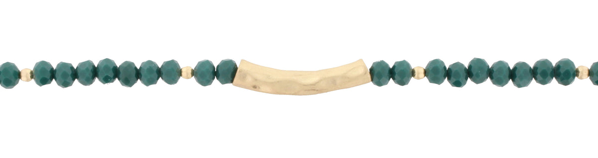 14" Faceted Beads with Hammered Gold Bar, 3" Ext. - Debs Boutique  LLC