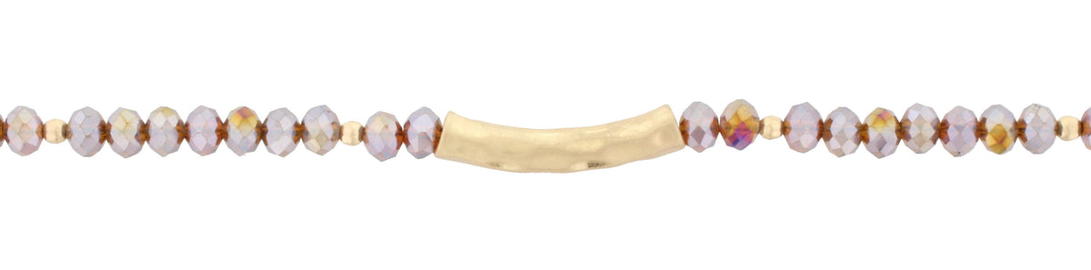 14" Faceted Beads with Hammered Gold Bar, 3" Ext. - Debs Boutique  LLC