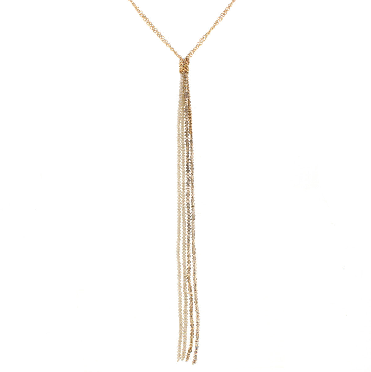 28" Gold Double Chained Neutral & Metallic 8" Beade - Debs on 5th
