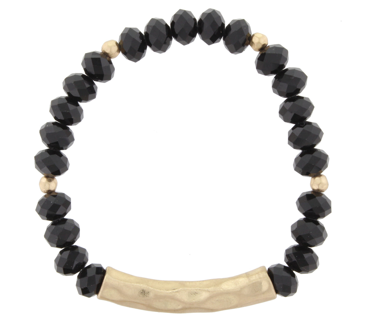 Faceted Beads with Hammered Worn Gold Bar - Debs Boutique  LLC