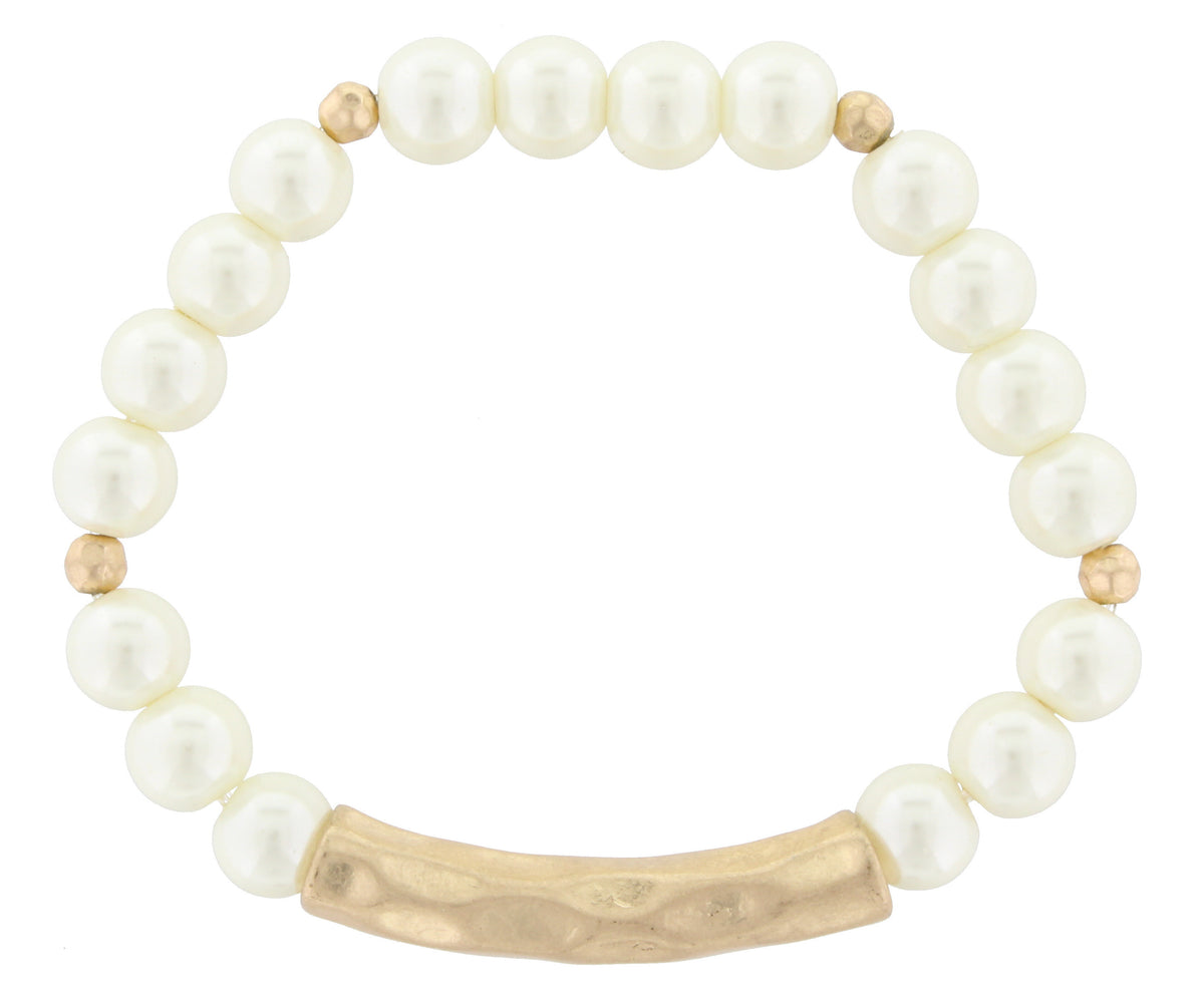 Faceted Beads with Hammered Worn Gold Bar - Debs Boutique  LLC