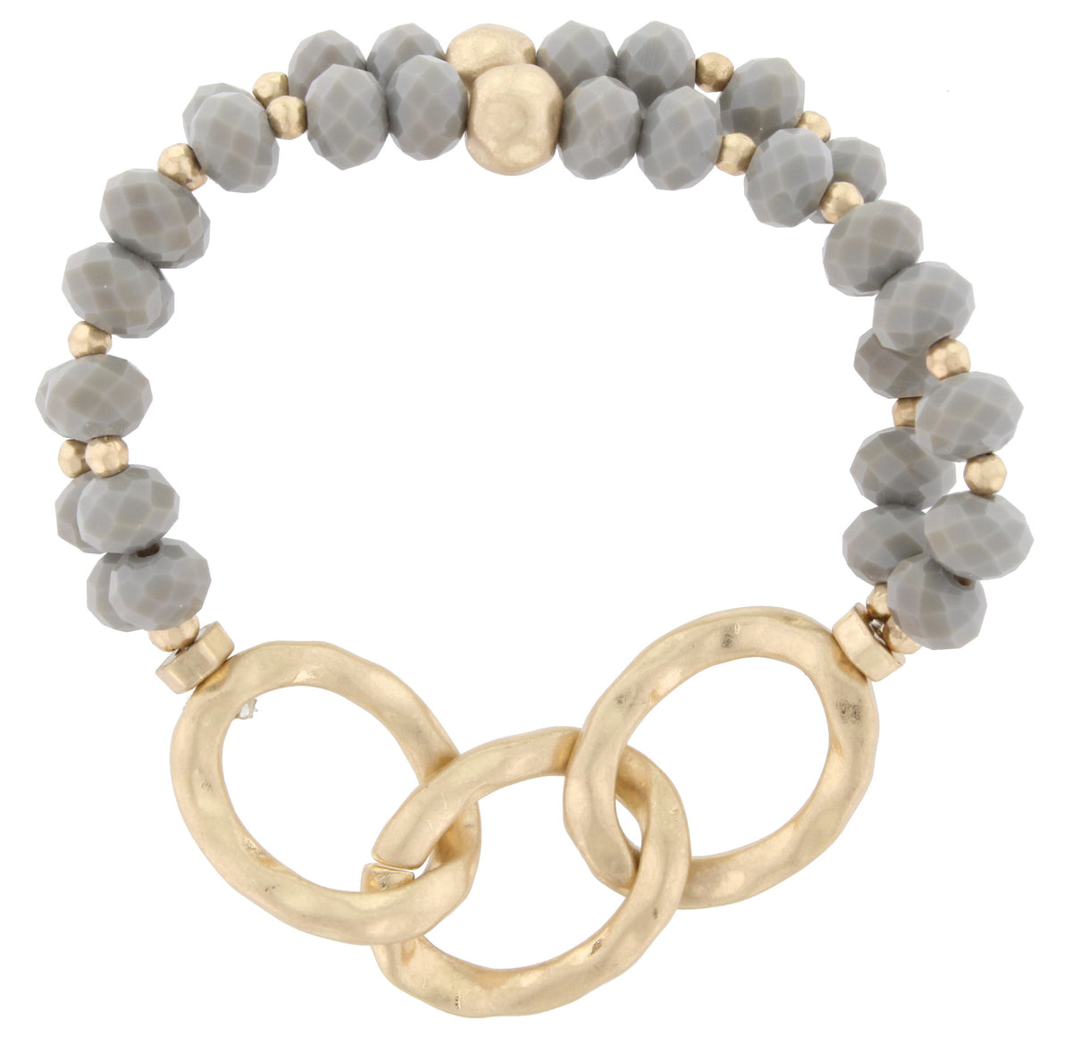 Double Strand Faceted Beads with Hammered Worn Gold Links - Debs Boutique  LLC