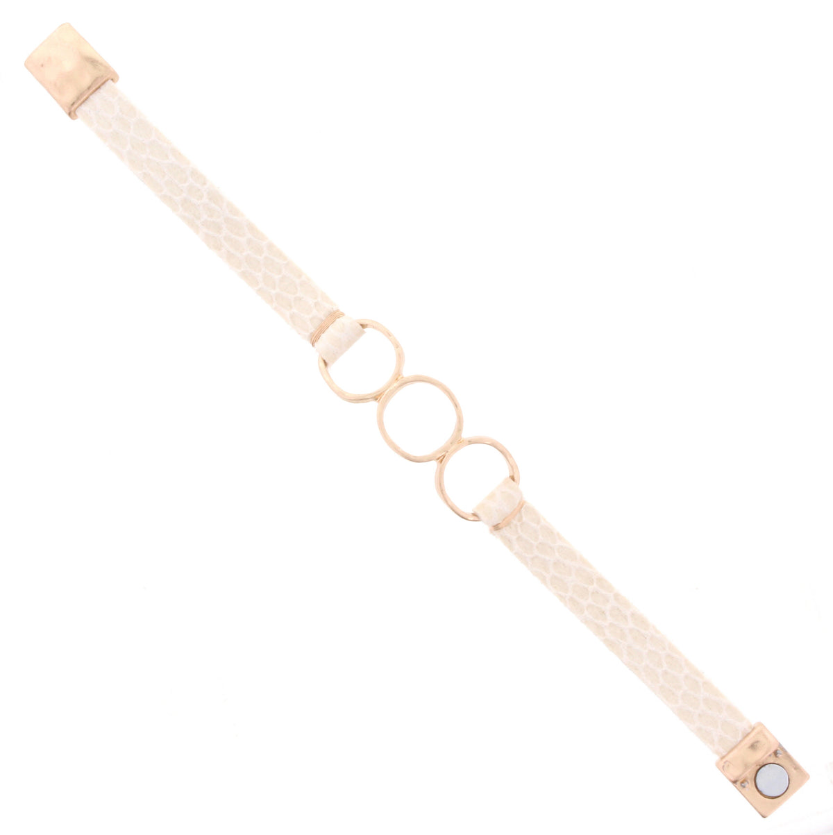 3 Gold Ring Magnetic Snakeskin Bracelet - Debs on 5th