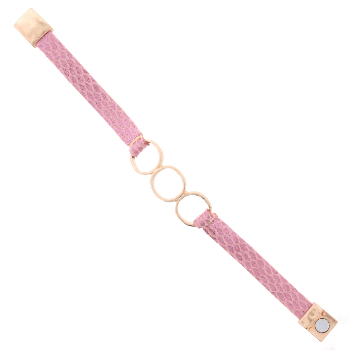 3 Gold Ring Magnetic Snakeskin Bracelet - Debs on 5th