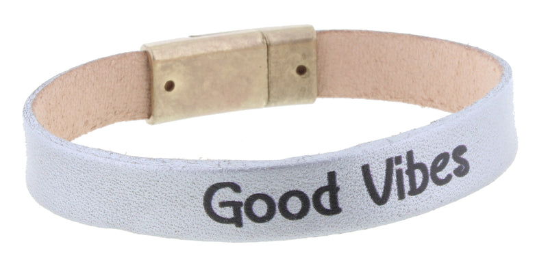 Leather Magnetic Bracelet with Saying - Debs on 5th