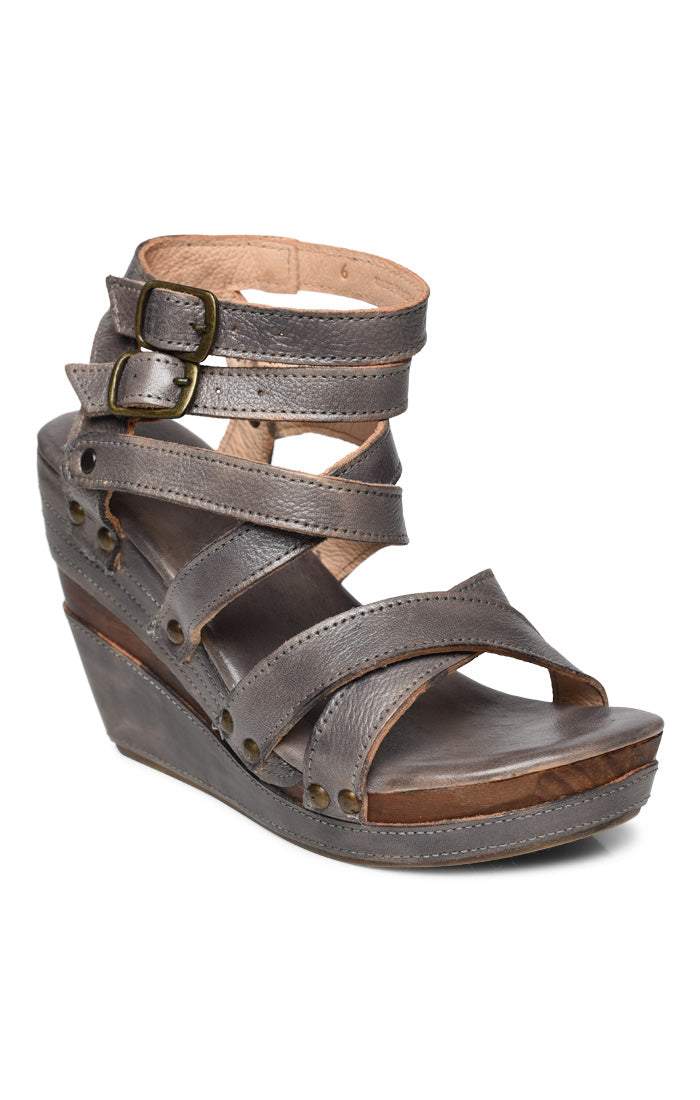 Juliana Leather Wedge with Crisscrossing Straps - Debs on 5th