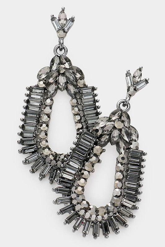 Baguette Cut Crystal Rhinestone Evening Earrings - Debs on 5th