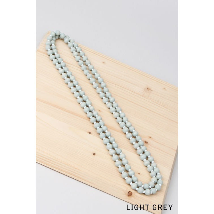 Wood Beaded Long Necklace - Debs Boutique  LLC