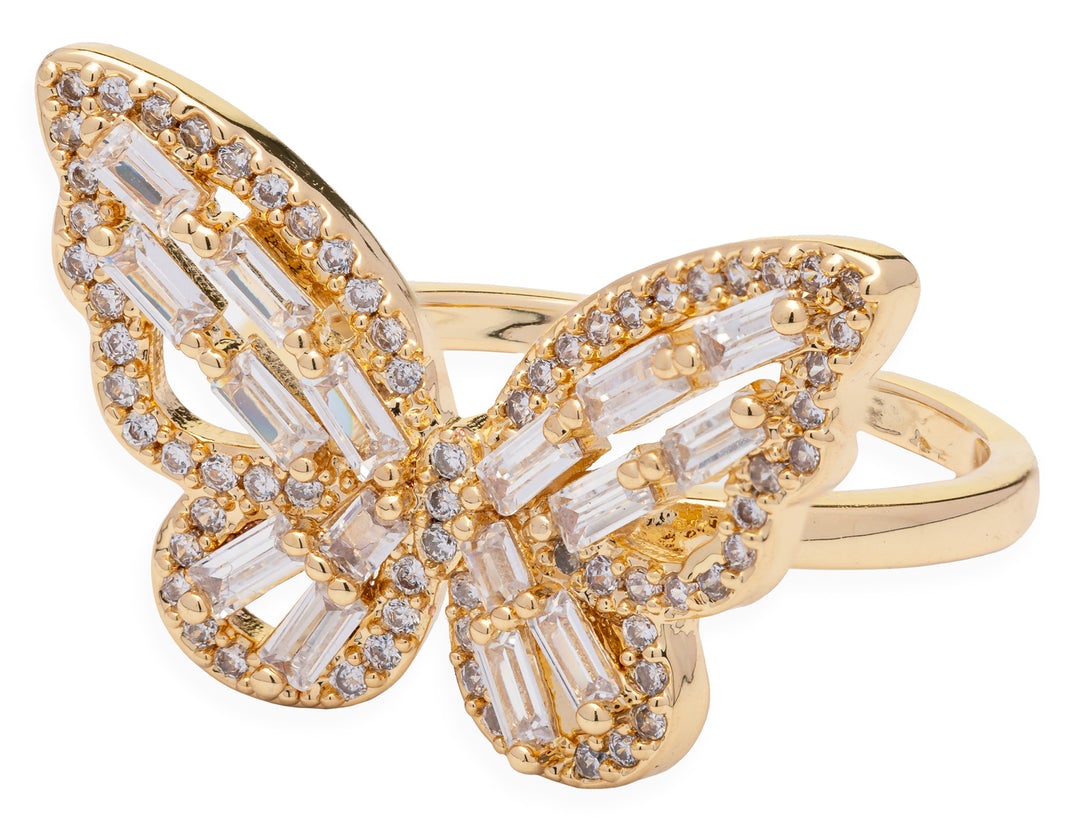 Adjustable Mini Iced Butterfly Ring - Debs on 5th