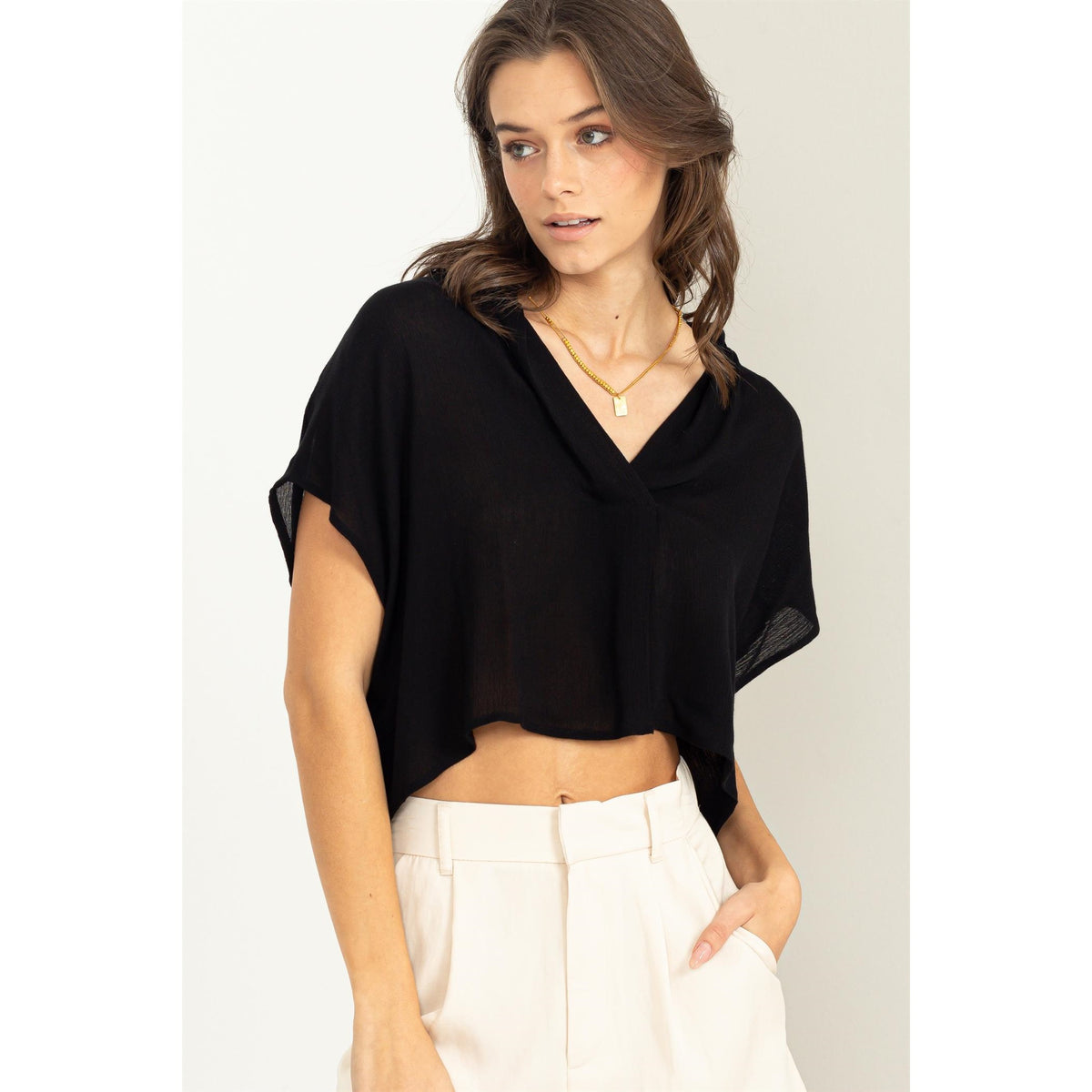 Lovely Time Placket Crop Top - Debs on 5th
