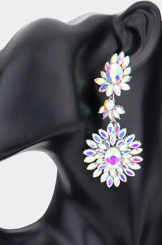 Floral Marquise Stone Cluster Evening Earrings - Debs on 5th