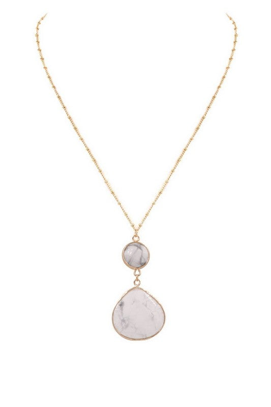 Teardrop Stone Pendant Necklace - Debs on 5th