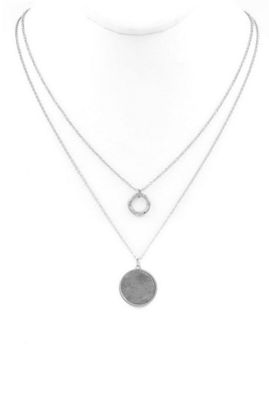 Stone Disc Pendant Necklace - Debs on 5th